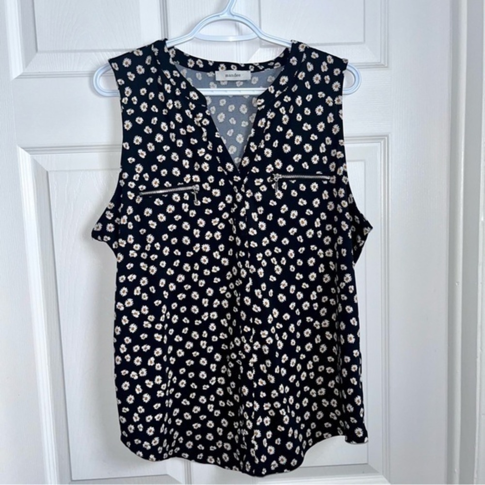 3/25$💥 Mandee top cami tank floral Women XLblack white summer daisy